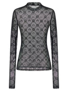 Marine Serre Flocked Moonogram Top Black, view 2