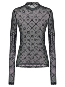 Marine Serre Flocked Moonogram Top Black, view 2