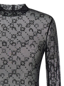 Marine Serre Flocked Moonogram Top Black, view 3