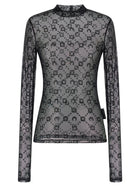Marine Serre Flocked Moonogram Top Black