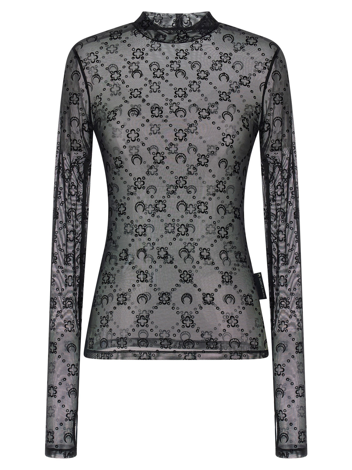 Marine Serre Flocked Moonogram Top Black