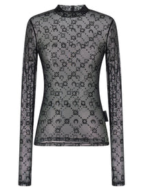 Marine Serre Flocked Moonogram Top Black