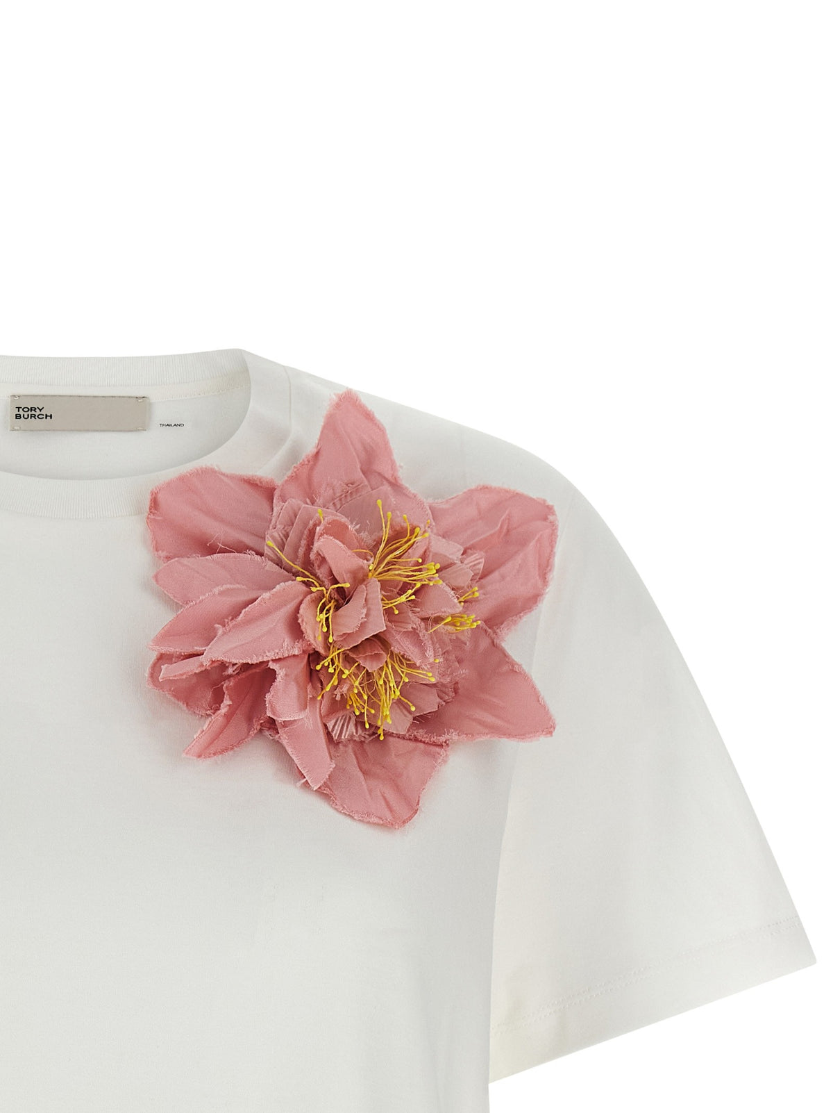 Tory Burch Floral Applique Shirt Blue