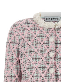 self-portrait Floral Collar Cardigan Blue