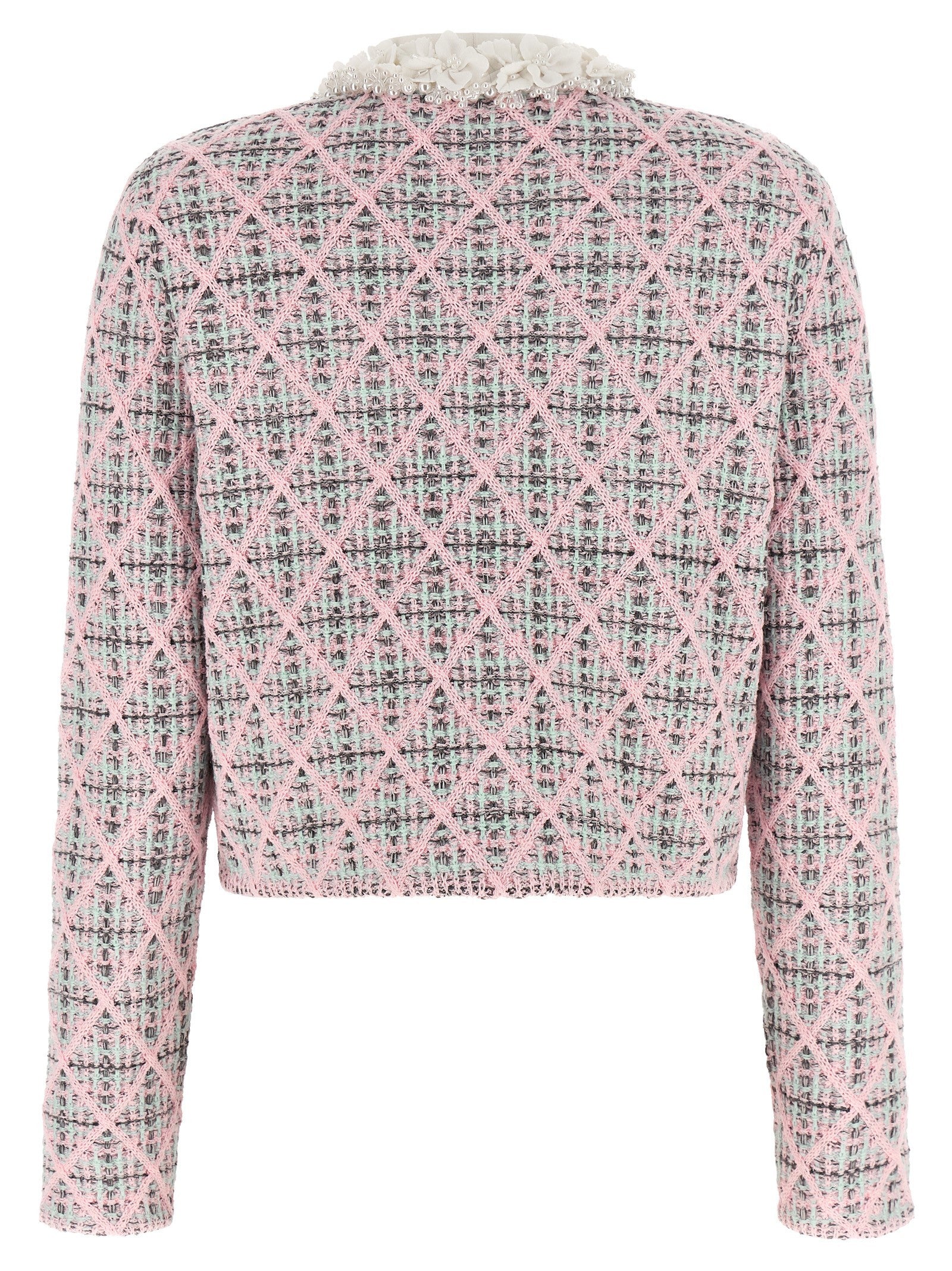 self-portrait Floral Collar Cardigan Blue