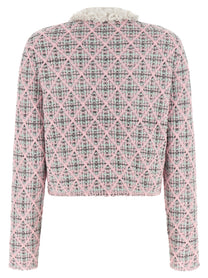 self-portrait Floral Collar Cardigan Blue