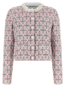 self-portrait Floral Collar Cardigan Blue