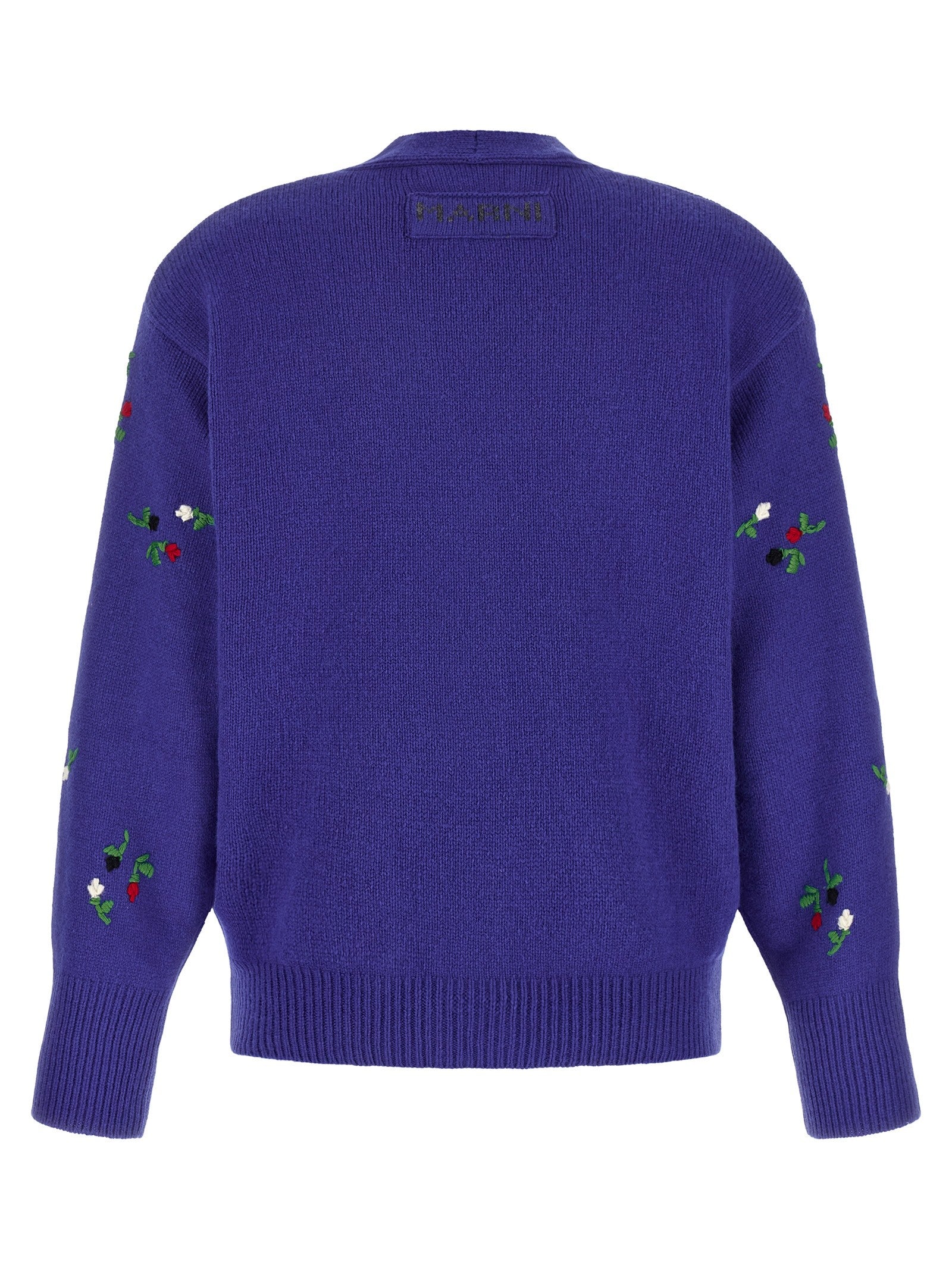 Marni Floral Embroidery Cardigan Blue
