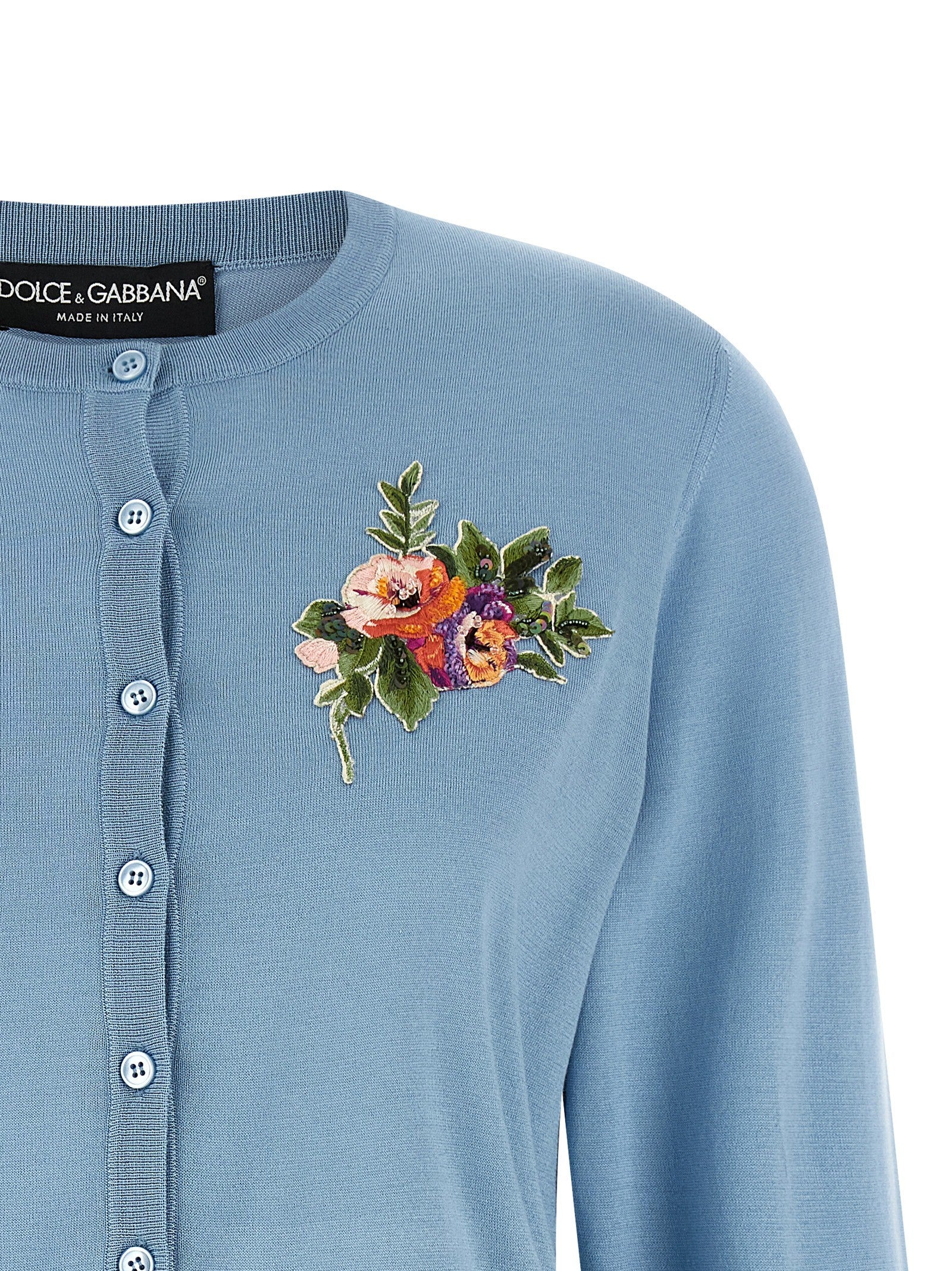 Dolce &amp; Gabbana Floral Embroidery Cardigan Blue