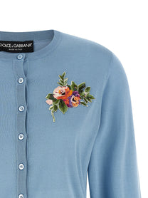 Dolce &amp; Gabbana Floral Embroidery Cardigan Blue