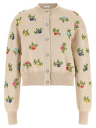 Rabanne Floral Embroidery Cardigan Beige