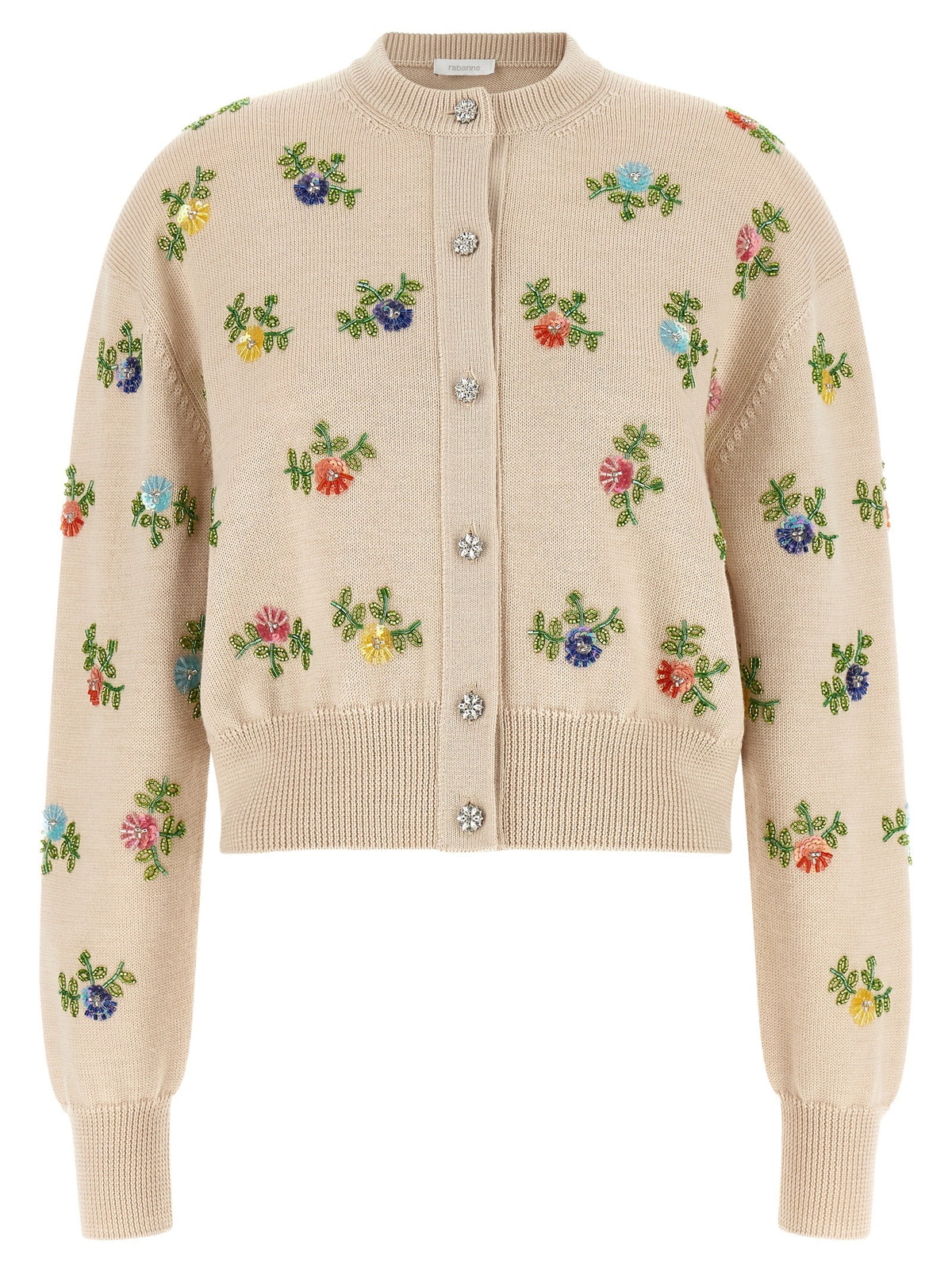 Rabanne Floral Embroidery Cardigan Beige