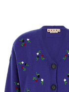 Marni Floral Embroidery Cardigan Blue, view 3