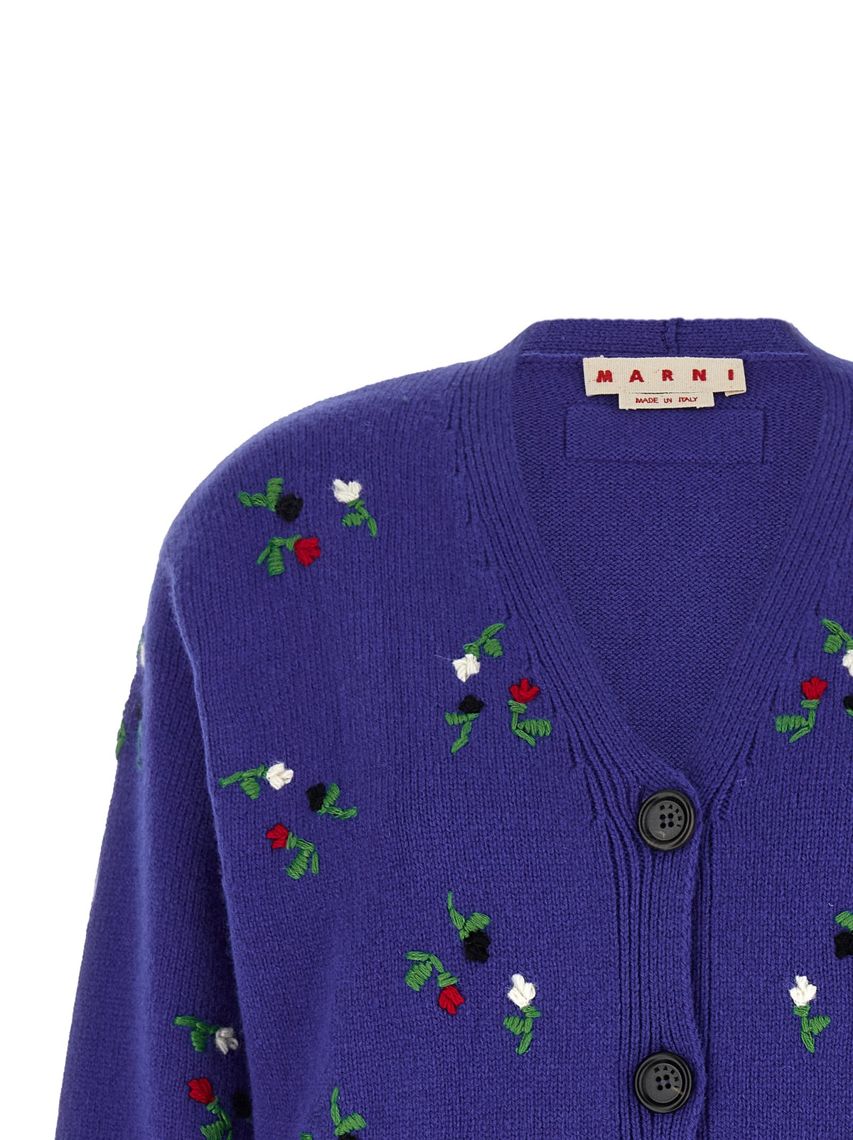 Marni Floral Embroidery Cardigan Blue