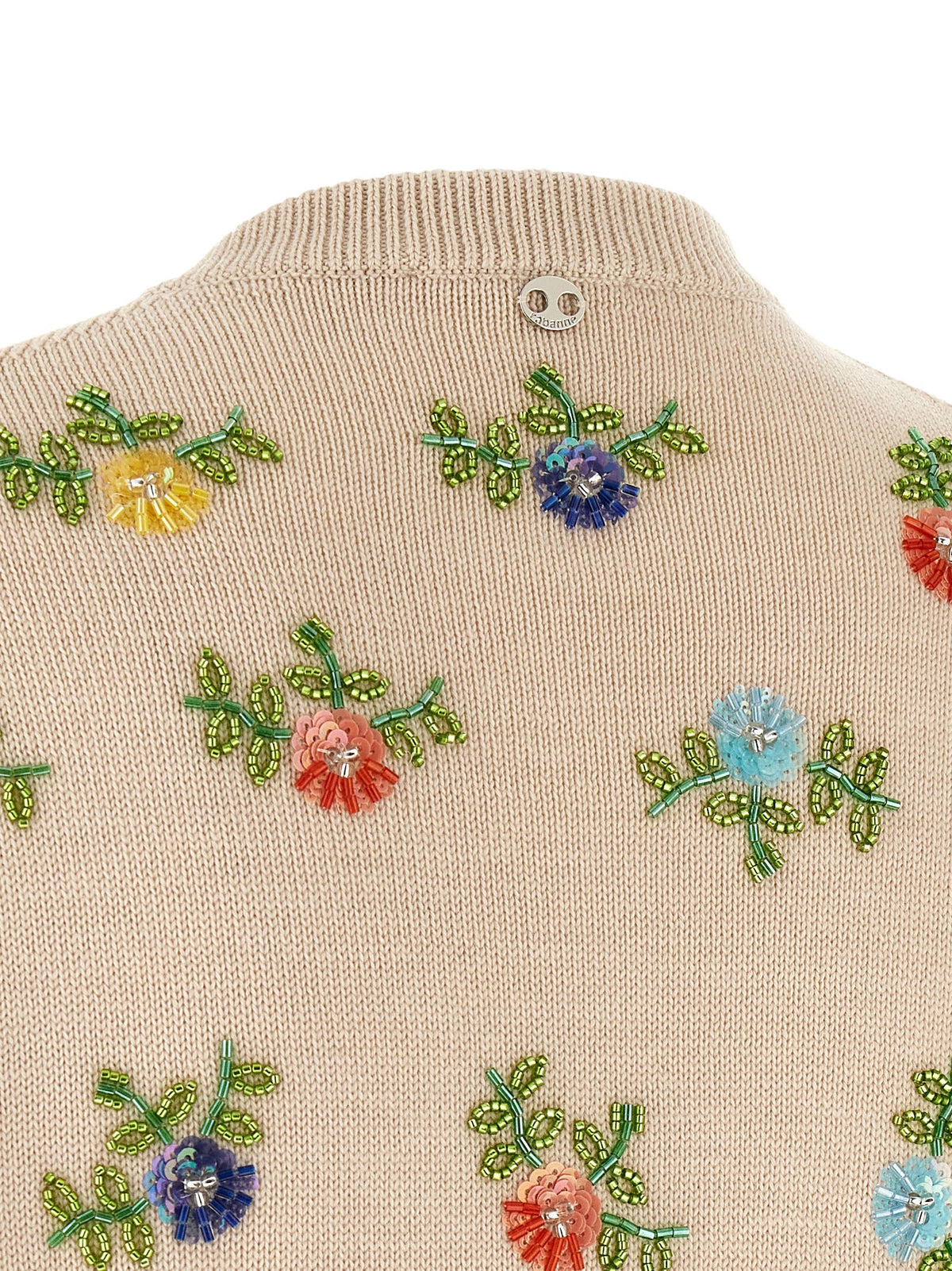 Rabanne Floral Embroidery Cardigan Beige, view 4
