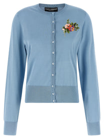 Dolce &amp; Gabbana Floral Embroidery Cardigan Blue