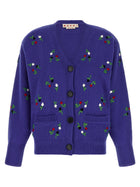 Marni Floral Embroidery Cardigan Blue