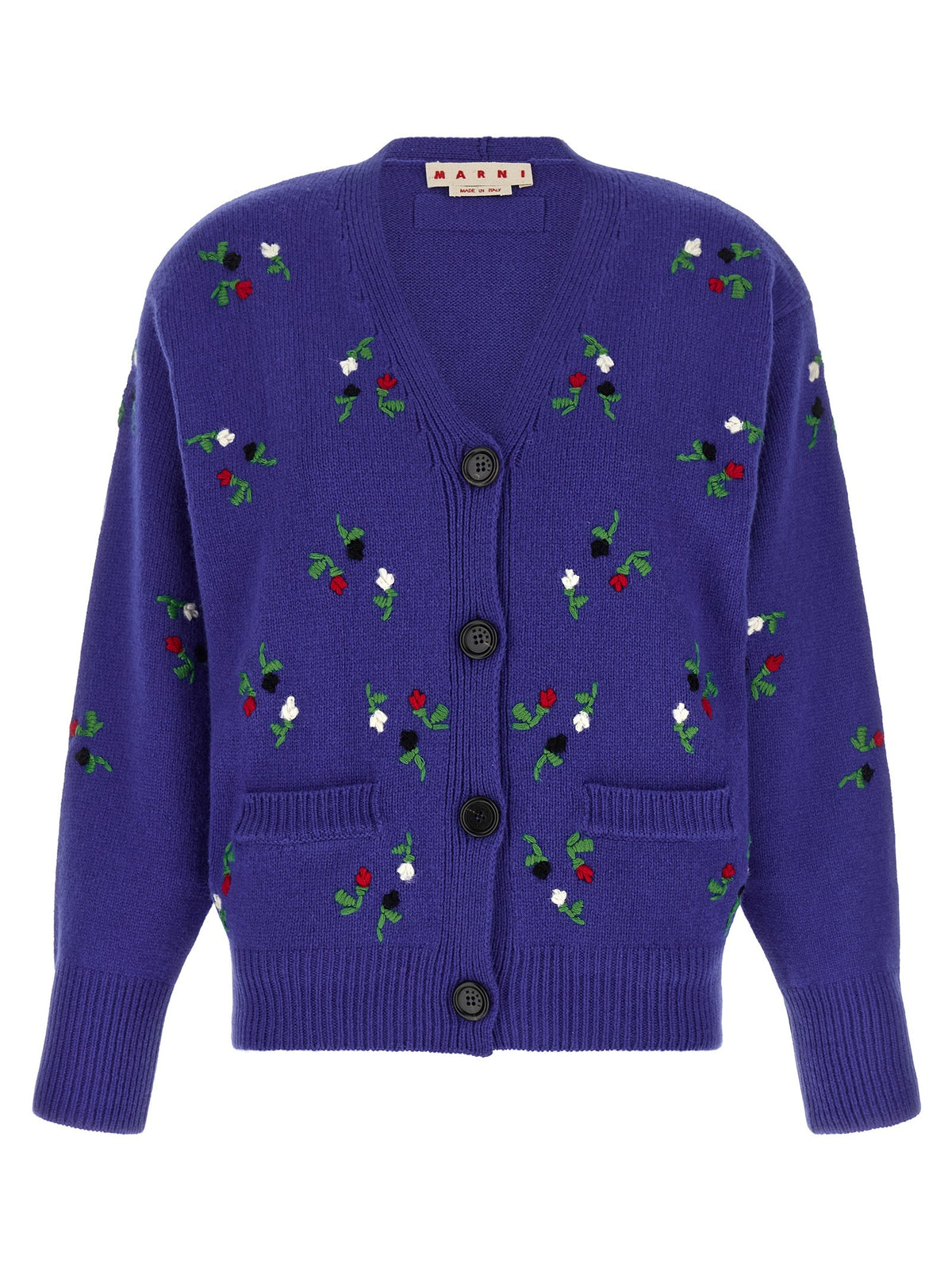 Marni Floral Embroidery Cardigan Blue