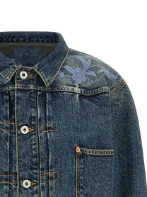 Kenzo Floral Embroidery Denim Jacket Blue