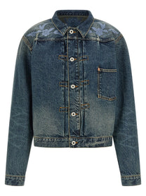 Kenzo Floral Embroidery Denim Jacket Blue