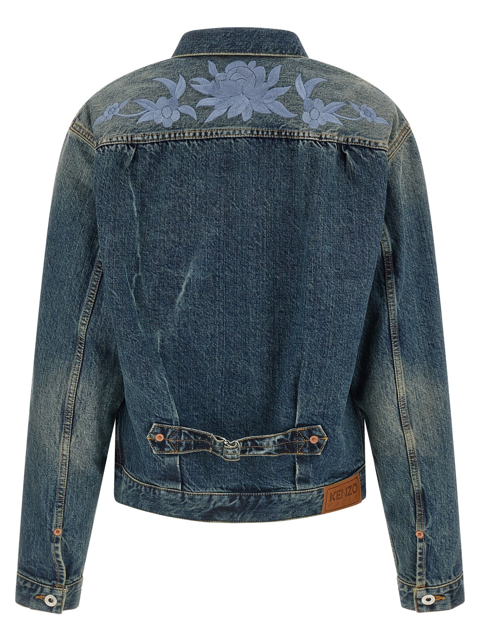 Kenzo Floral Embroidery Denim Jacket Blue