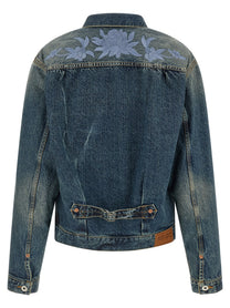 Kenzo Floral Embroidery Denim Jacket Blue