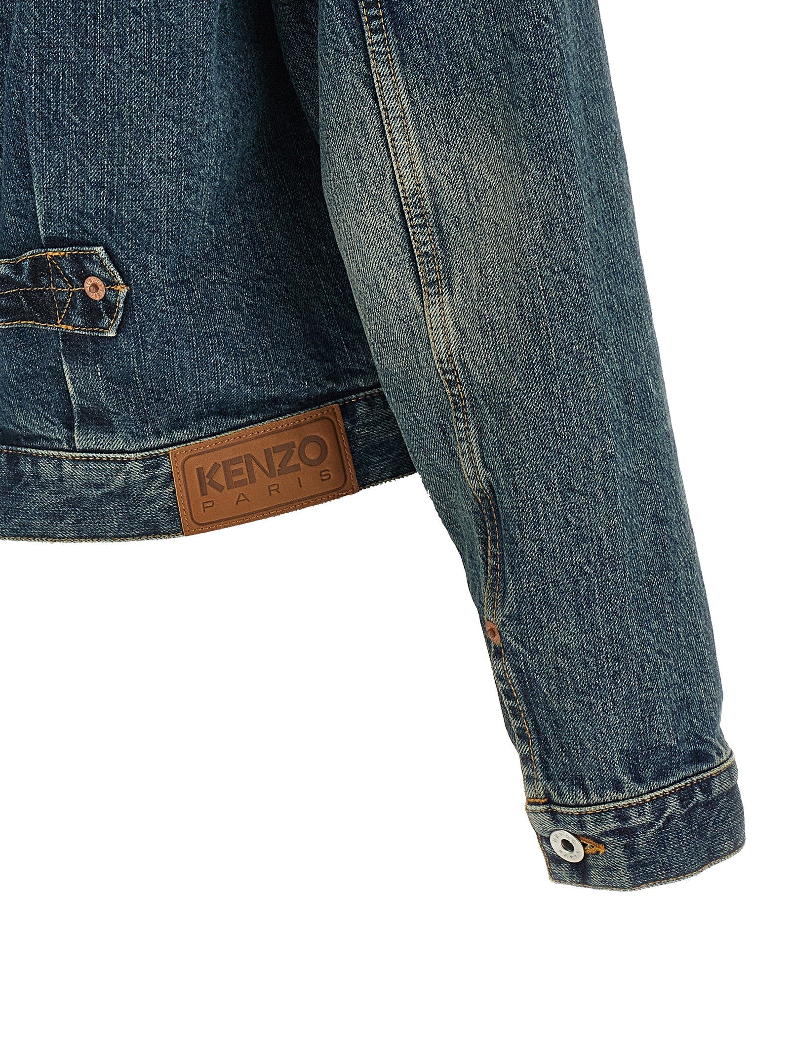 Kenzo Floral Embroidery Denim Jacket Blue