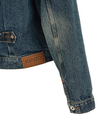 Kenzo Floral Embroidery Denim Jacket Blue