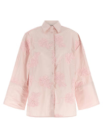 ROTATE Birger Christensen Floral Embroidery Shirt Blue