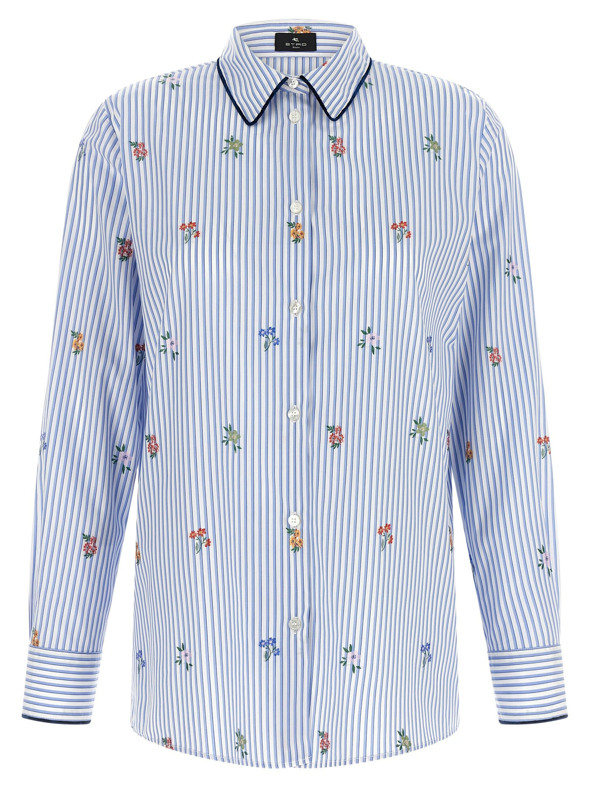 ETRO Floral Embroidery Shirt Blue