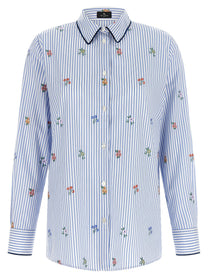 ETRO Floral Embroidery Shirt Blue
