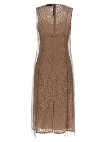 Fendi Floral Lace Dress Beige