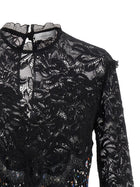 Rabanne Floral Lace Dress Black, view 3