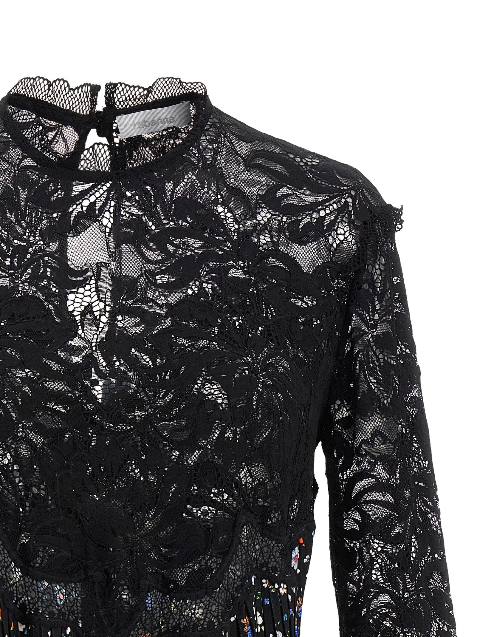 Rabanne Floral Lace Dress Black