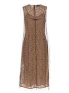 Fendi Floral Lace Dress Beige