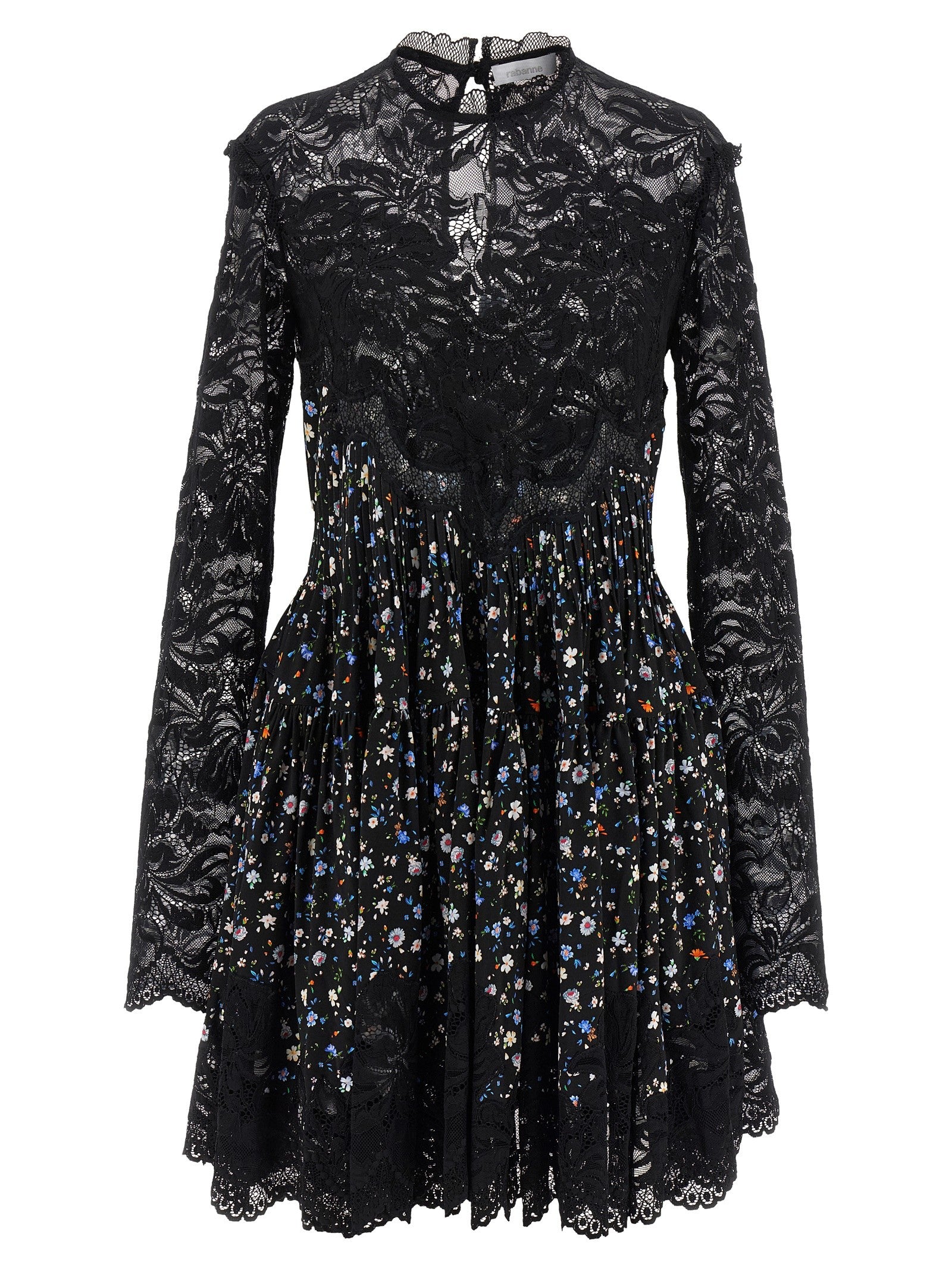 Rabanne Floral Lace Dress Black