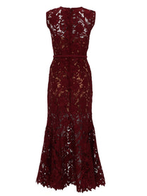 self-portrait Women's Floral Lace Midi Dress Red