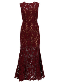 self-portrait Women's Floral Lace Midi Dress Red