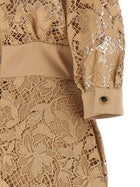 Elie Saab Floral Macramé Dress Beige, view 4