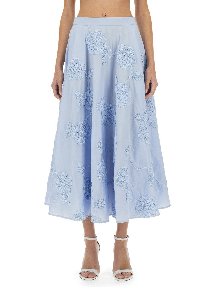 ROTATE Birger Christensen Women's Floral Maxi Skirt Blue