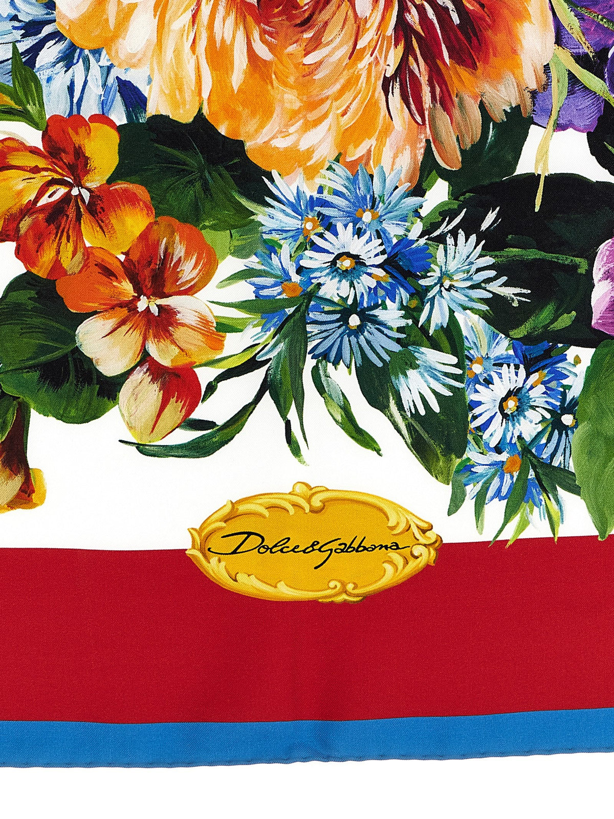 Dolce &amp; Gabbana Floral Print Scarf Gold
