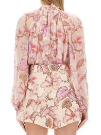 Zimmermann Women's Floral Print Shirt Blue