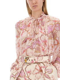 Zimmermann Women's Floral Print Shirt Blue
