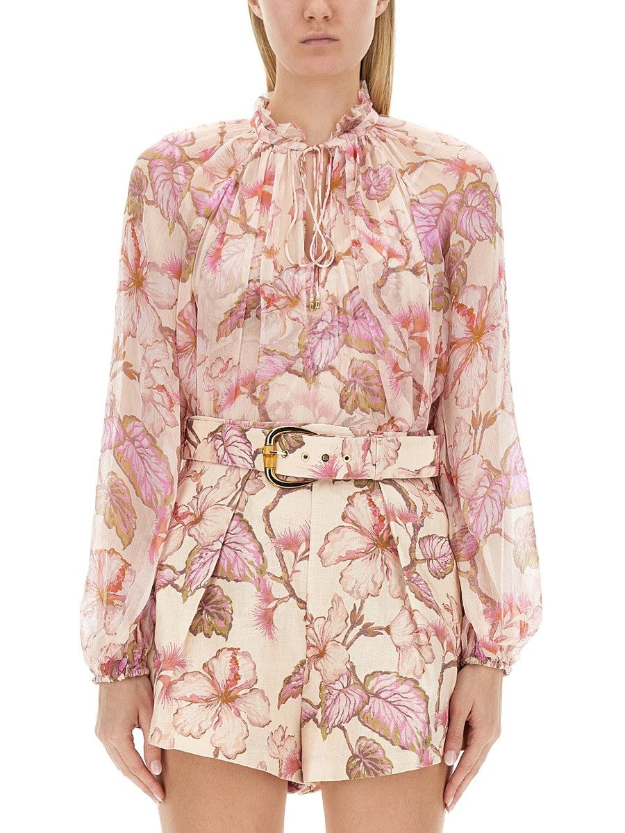 Zimmermann Women's Floral Print Shirt Blue