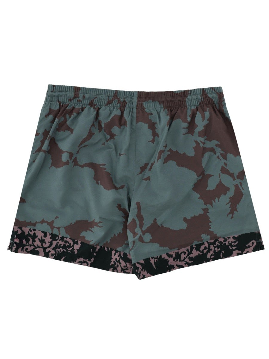 Dries Van Noten Men's Floral Print Swimsuit Green