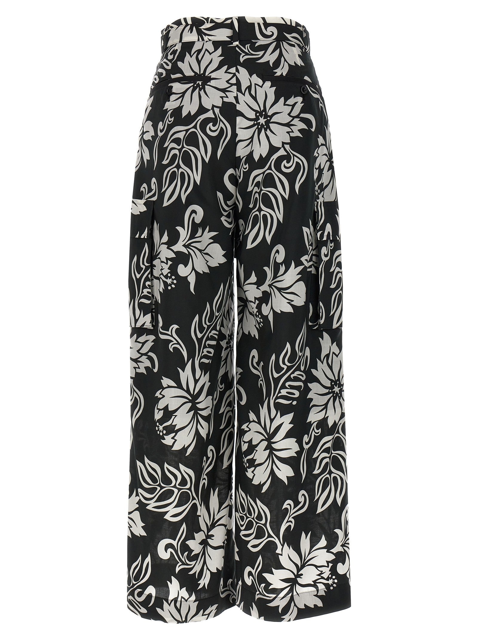 Sacai Floral Print Trousers White