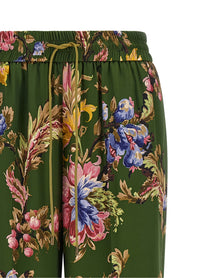 ETRO Floral Print Trousers Green