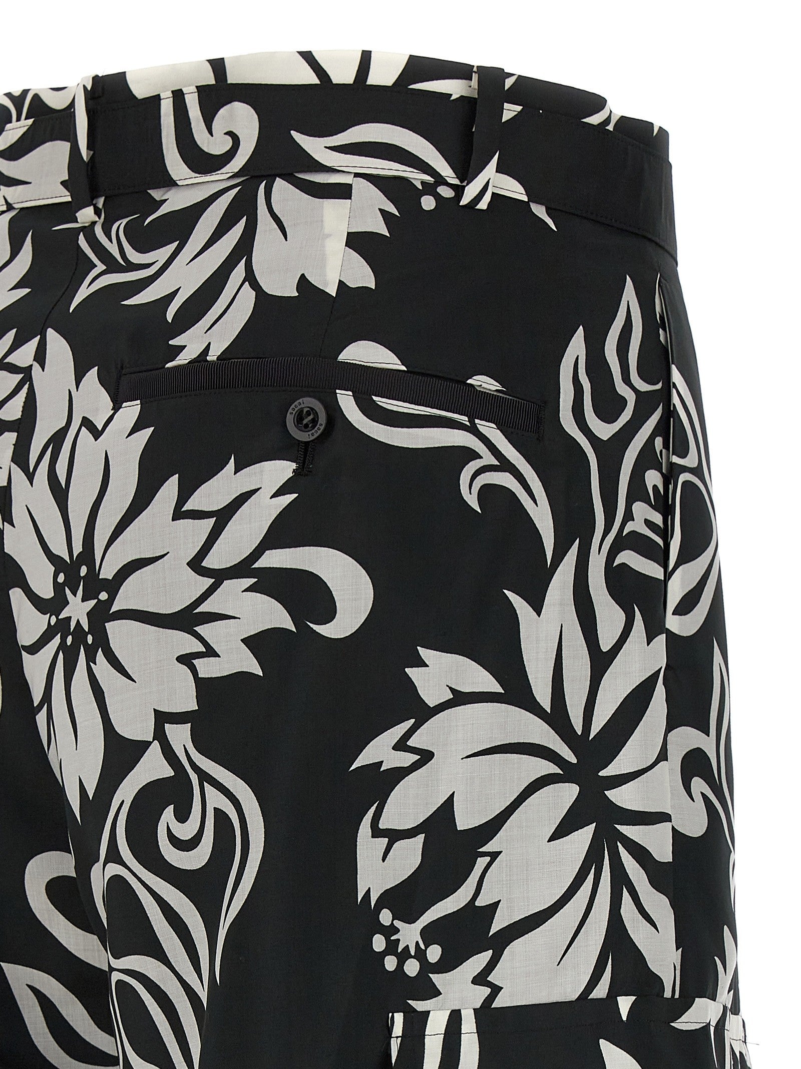 Sacai Floral Print Trousers White