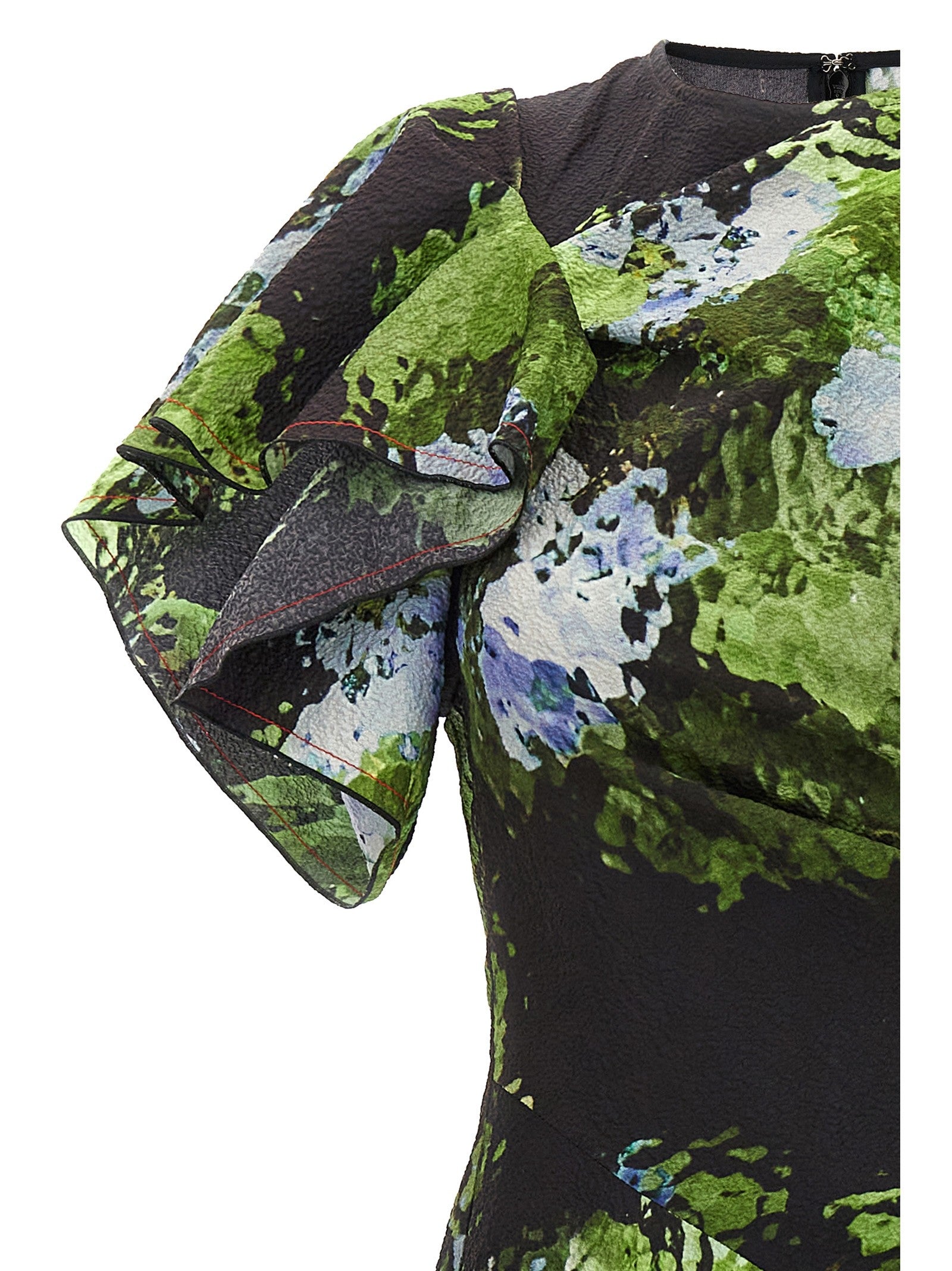 Victoria Beckham Floral Printed Dress Gold