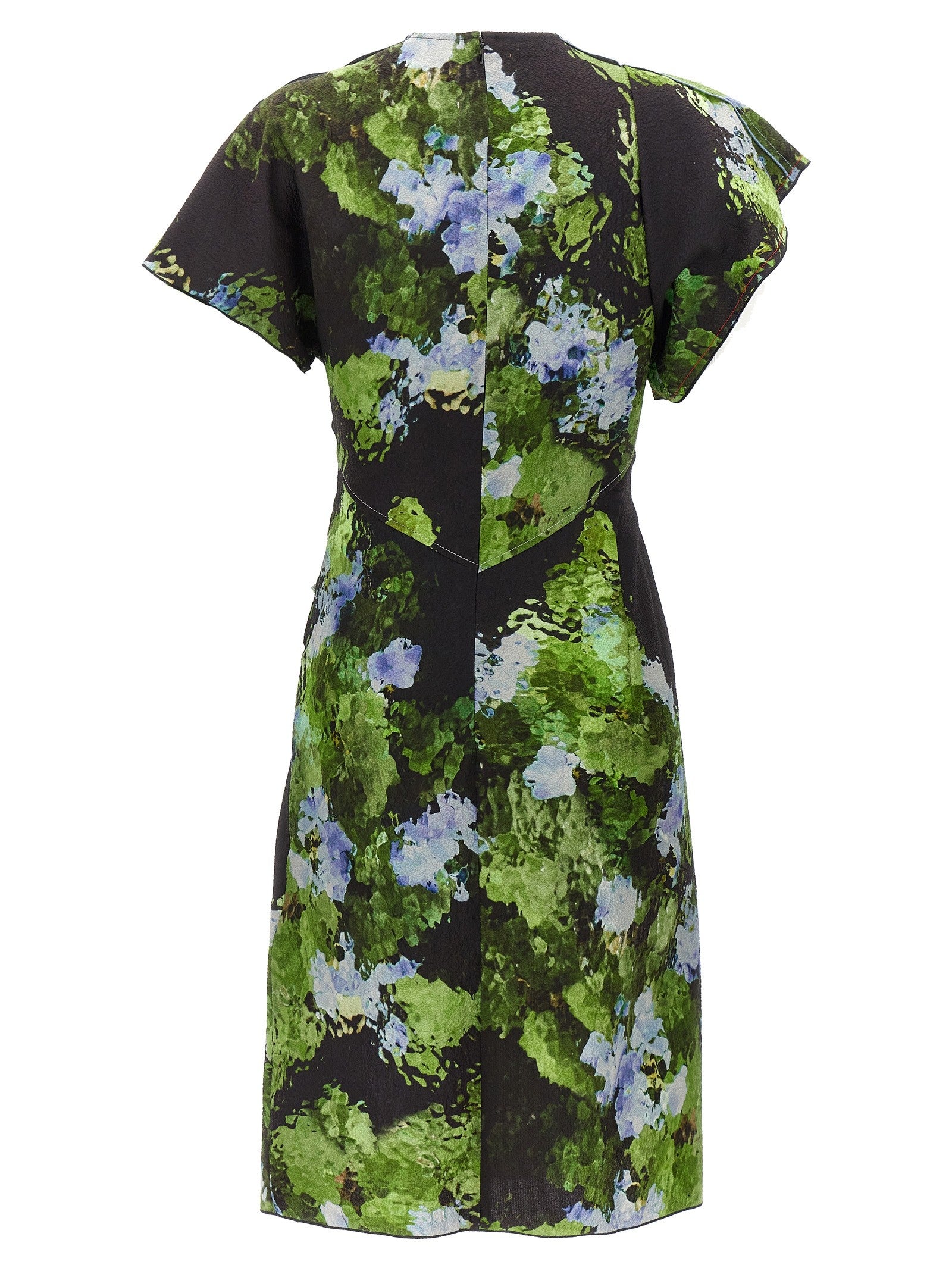 Victoria Beckham Floral Printed Dress Gold